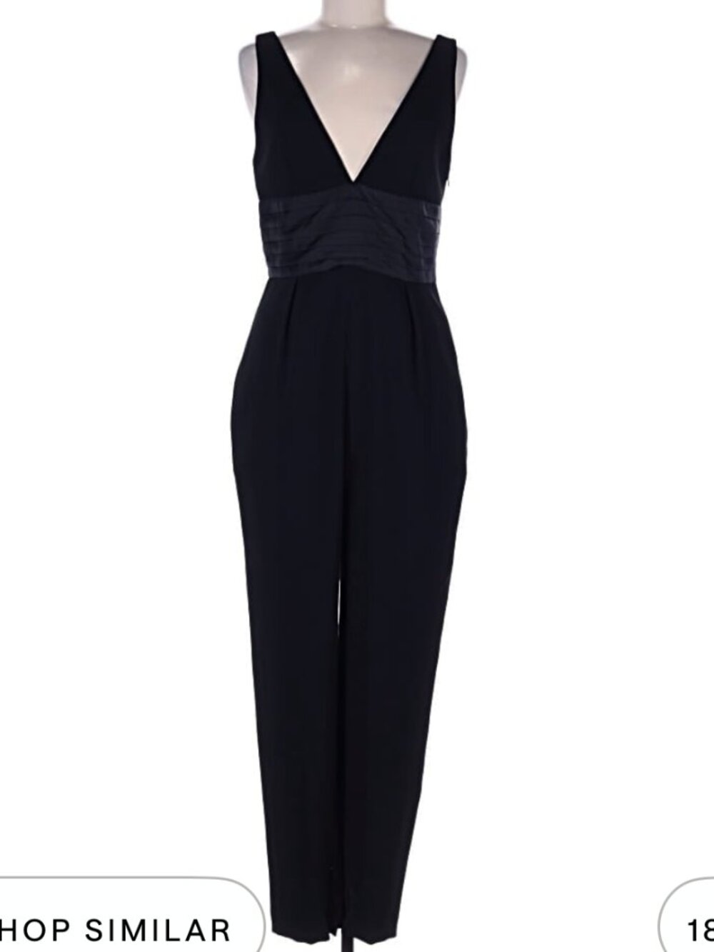 Nicholas Black Deep V Ruched Waist Tailored Jumpsuit Size 8